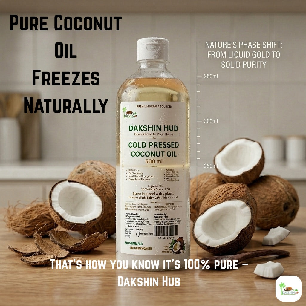 Pure Kerala Virgin Coconut Oil 500 ml - Dakshin Hub | Cold Pressed Virgin Kerala Coconut Oil